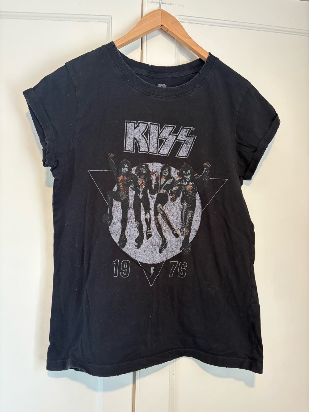 Recycled Karma Distressed KISS Graphic Band Tee